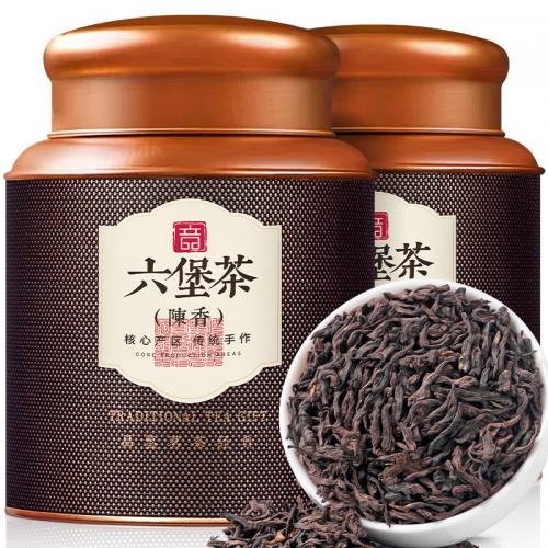 音朗茶叶 六堡茶黑茶 特级窖藏2016年广西梧州熟茶散茶礼盒装250g*2罐